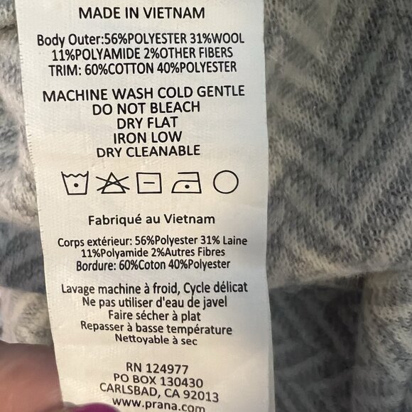Prana Women Sweater XL Mattea Herringbone Asymmetrical Wool Blend Hiking Outdoor - Picture 4 of 9